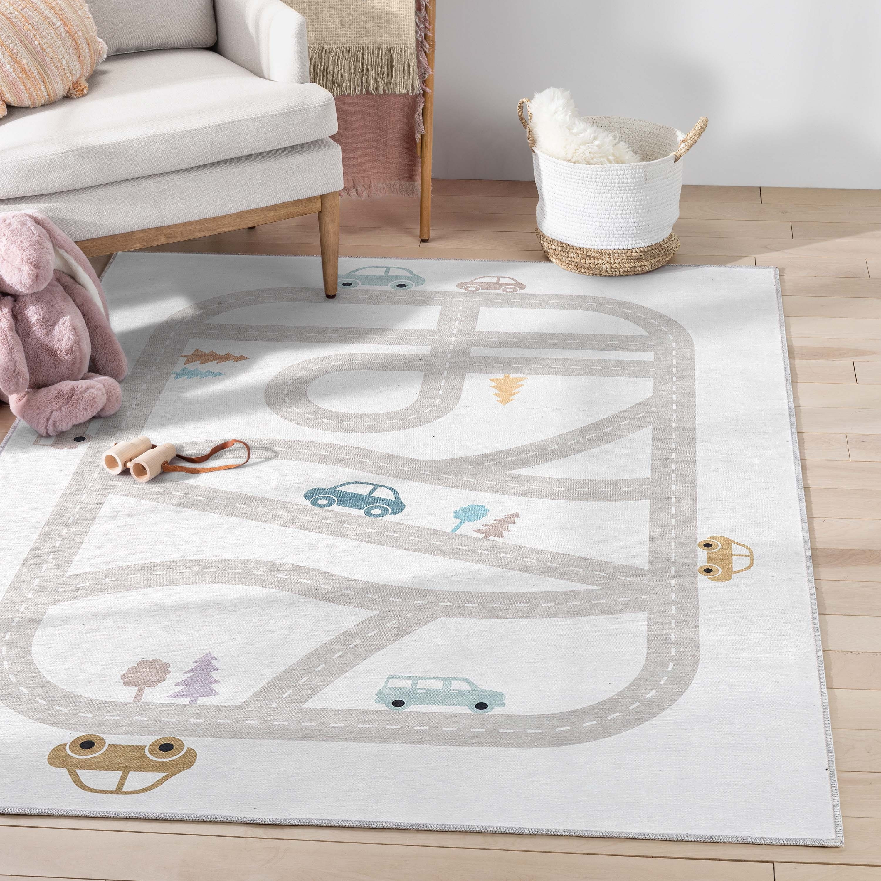 Well Woven Kids Rugs Playful Roads Modern Machine Washable Area Rug | Overstock