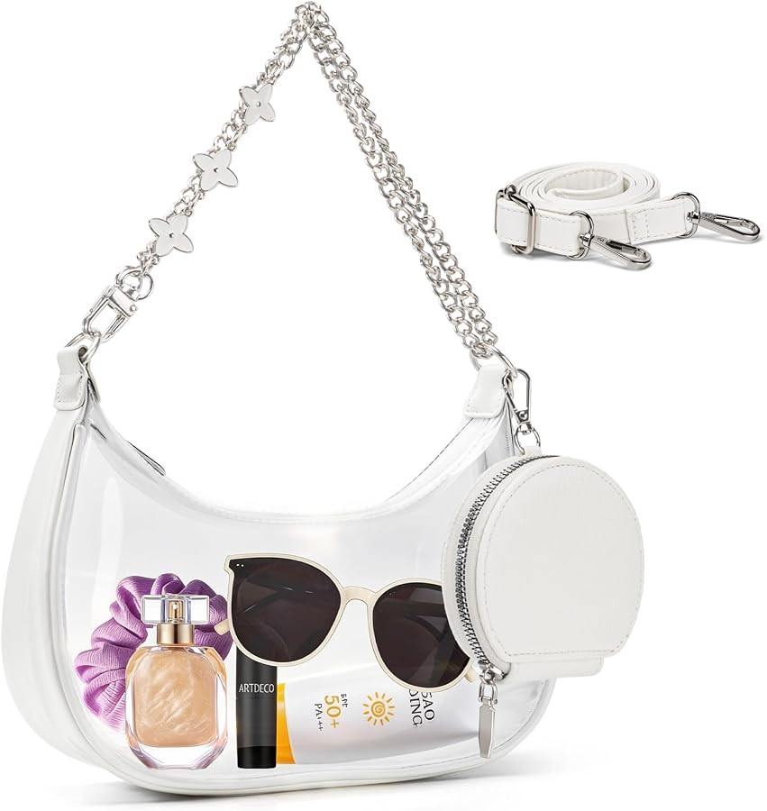Glamgen Clear Bag for Stadium Approved Events Clear Shoulder Bag with Cute Purses for Women | Amazon (US)