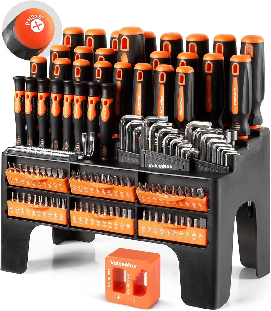 ValueMax 126-PC Magnetic Screwdriver Set with Plastic Racking Organizer, Magnetizer Demagnetizer,... | Amazon (US)