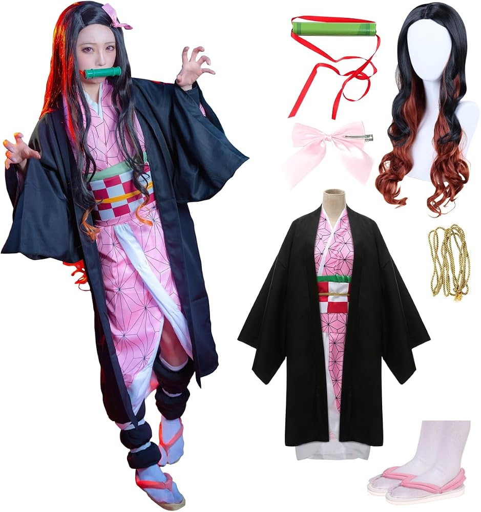 Cosplay Costume Anime Costume Kimono Hallowee Cloak Robe Slippers Wig Set | Amazon (US)
