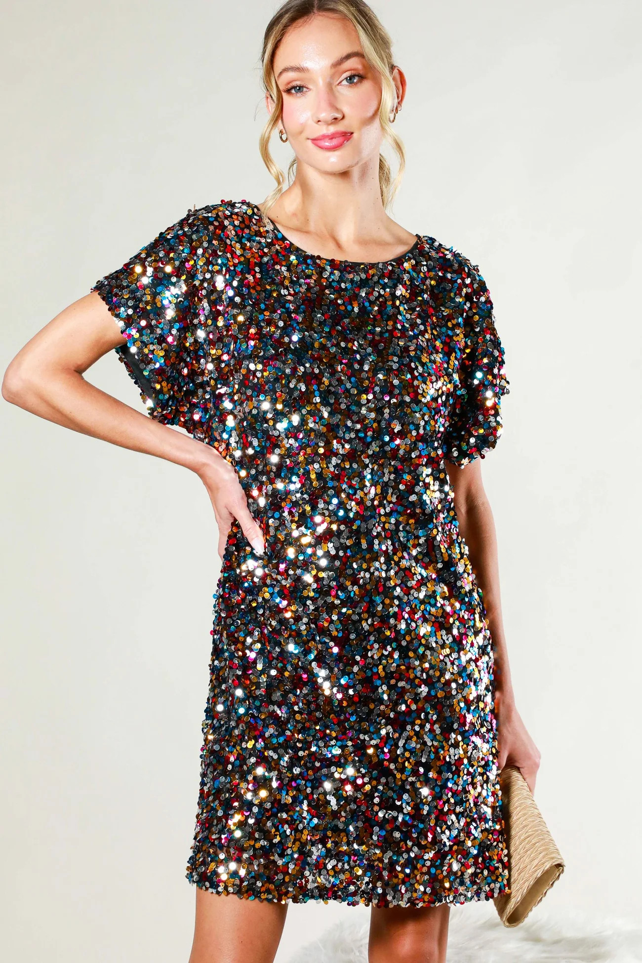 Black Multi Color Sequin Dress | PinkBlush Maternity