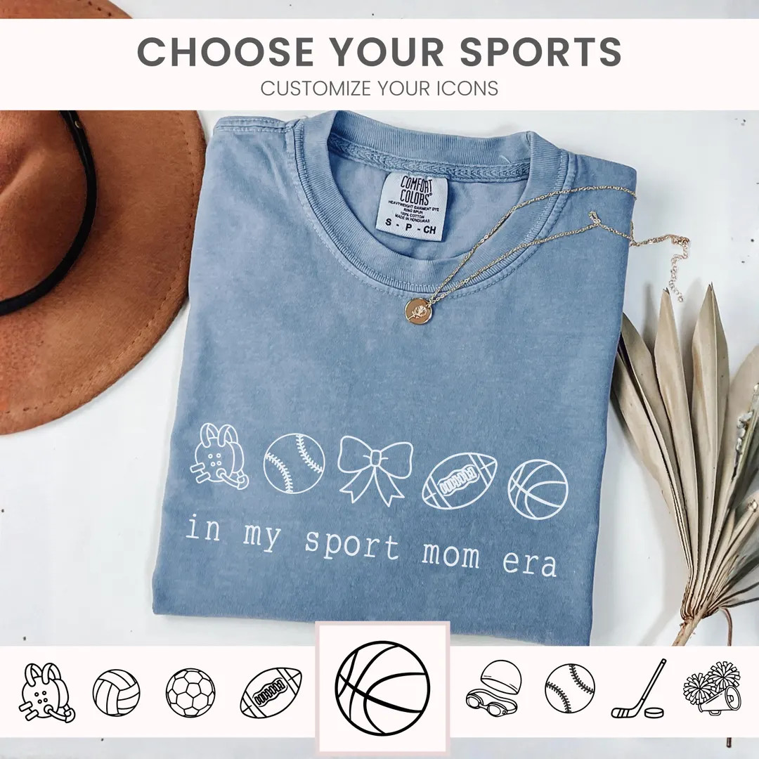 Custom Sport Mom Shirt, Game Day Tee With Icons, Personalized Mom Era Shirt, Choose Your Sport, F... | Etsy (US)
