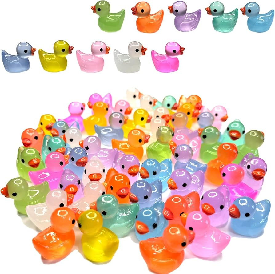 100 Pcs Luminous Mini Resin Ducks Tiny Glow in The Dark Duck Micro Garden Landscape Potted Plants... | Amazon (US)