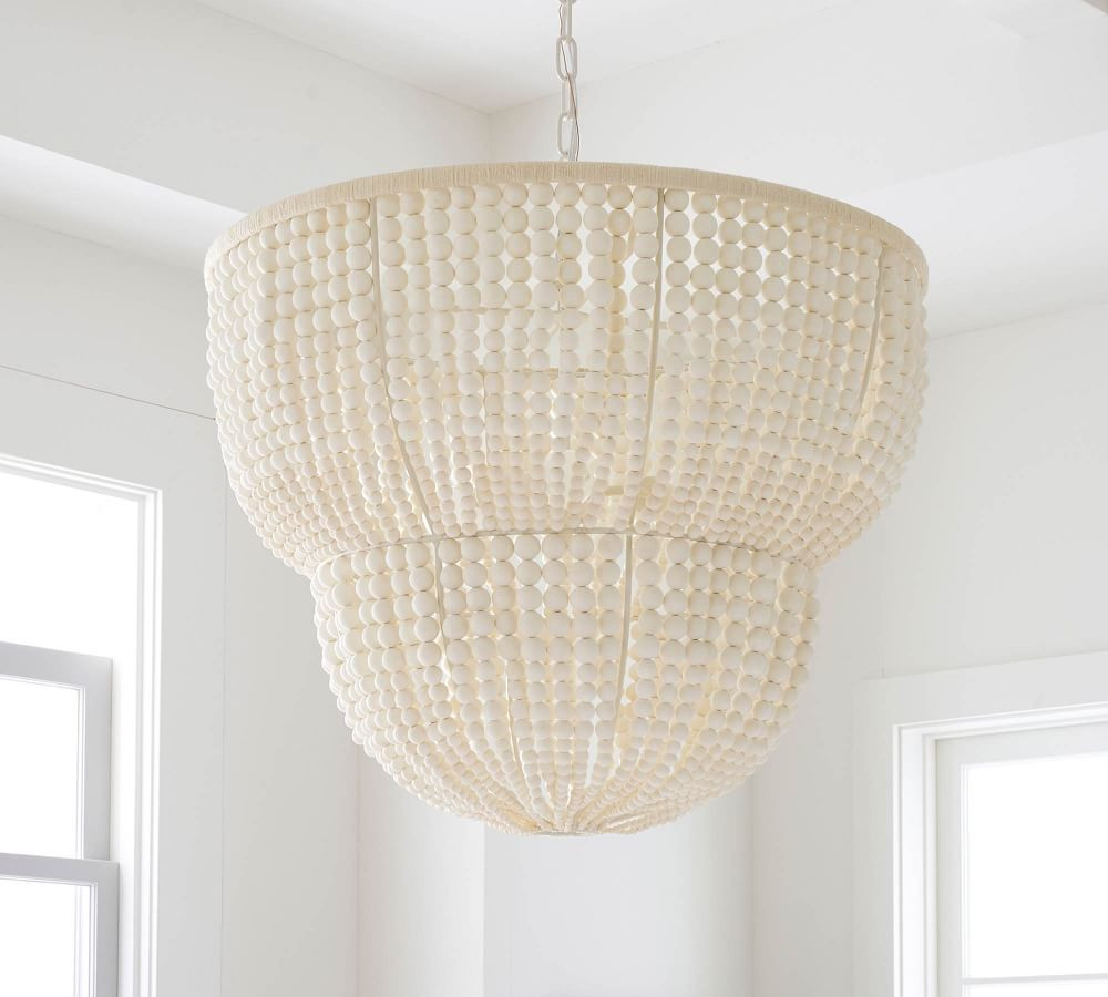 Bristol Wood Bead 2-Tier Chandelier | Pottery Barn (US)