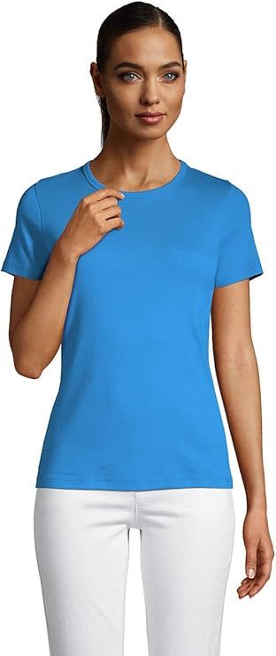 Lands' End Women's All Cotton Short Sleeve Crewneck T-Shirt | Amazon (US)