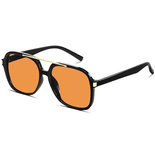 GUVIVI Retro Aviator Sunglasses for Women Men 2026 Square Top Bar Sun Glasses Sunnies 70s Lightweight Shades | Amazon (US)
