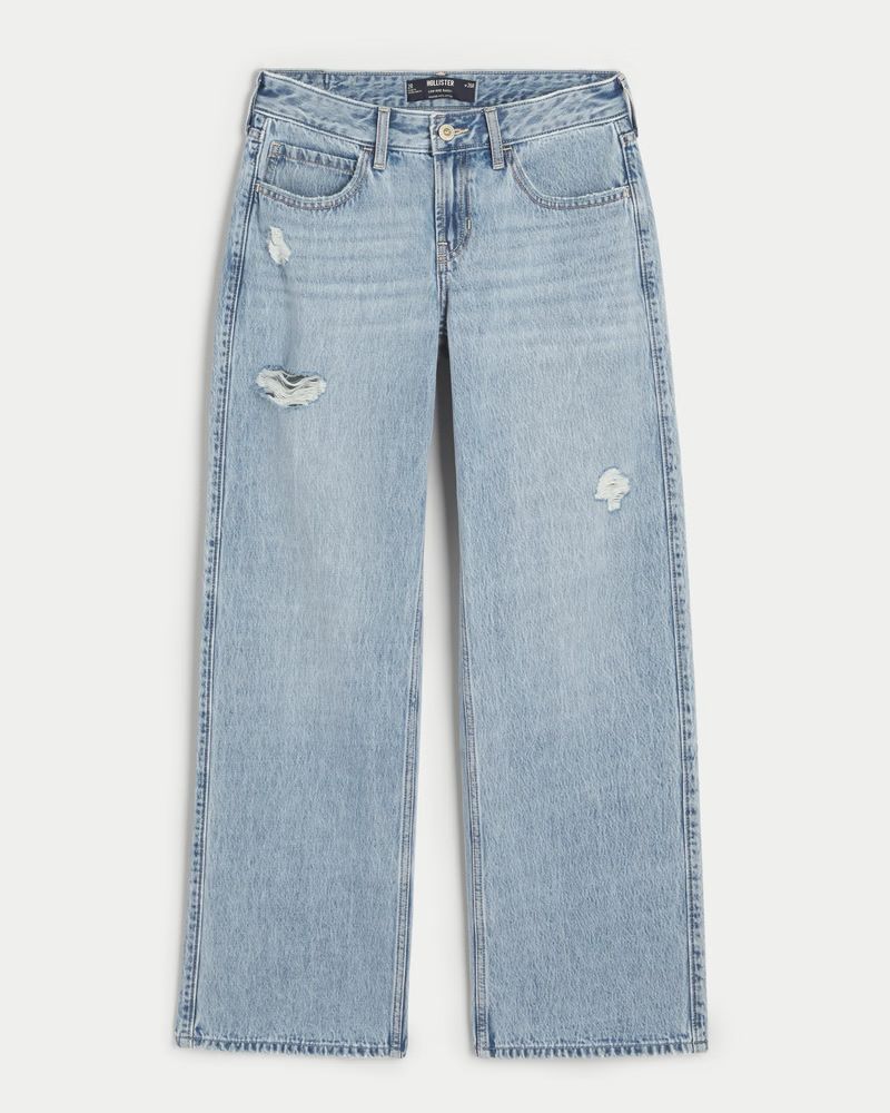 Women's Low-Rise Ripped Medium Wash Baggy Jeans | Women's New Arrivals | HollisterCo.com | Hollister (US)