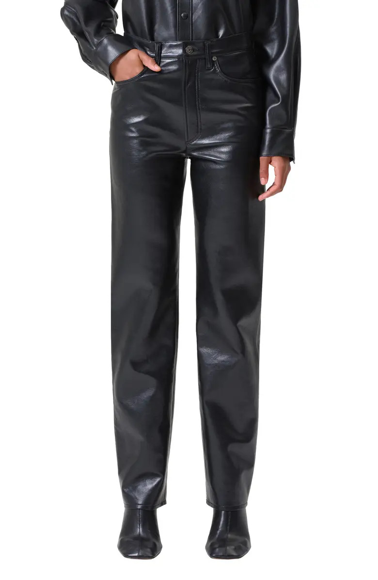 AGOLDE '90s Pinch Waist Straight Leg Leather Blend Pants | Nordstrom | Nordstrom