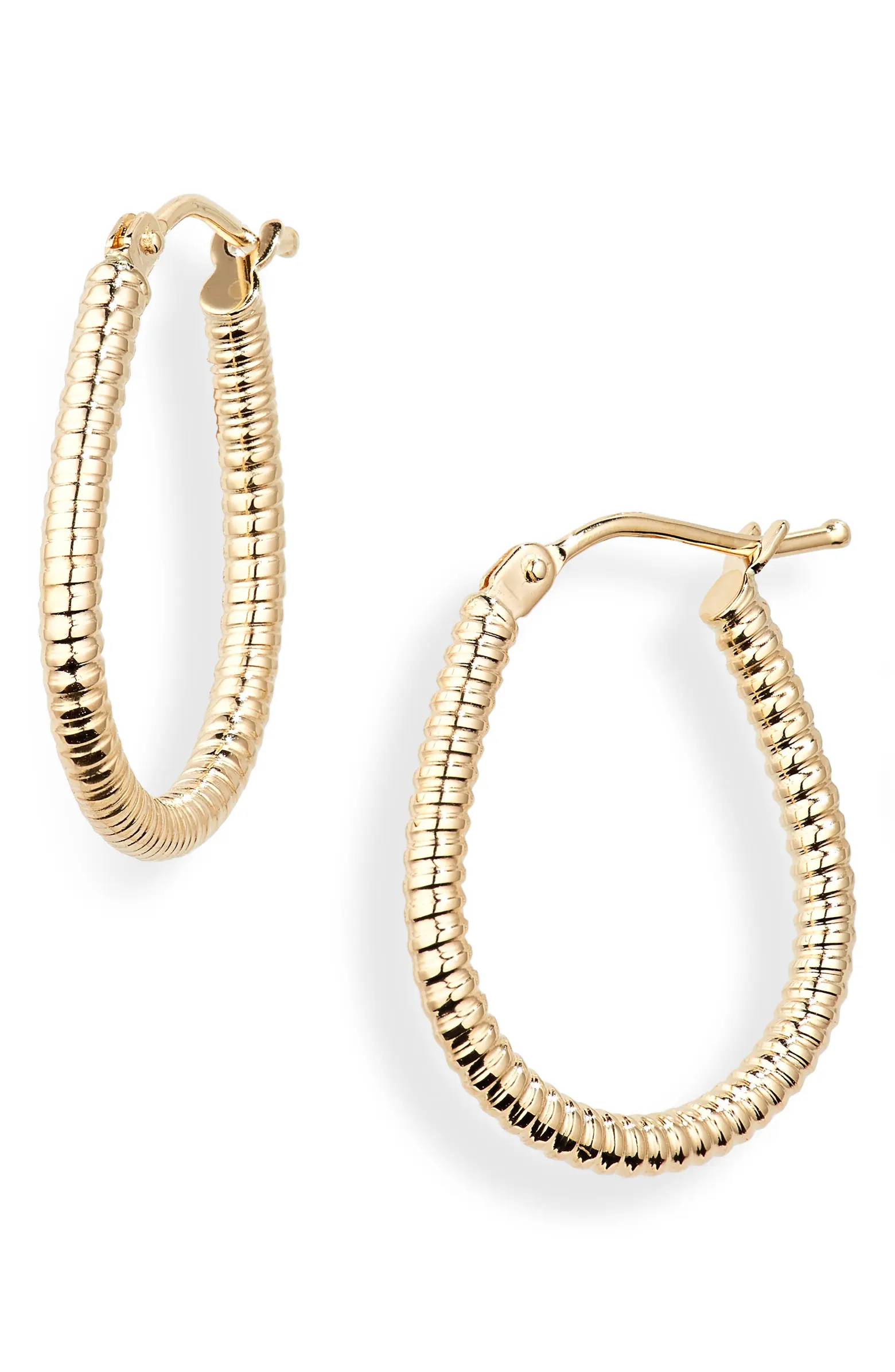 14K Gold Textured Saddle Hoop Earrings | Nordstrom