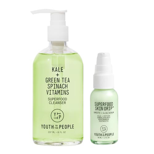 Youth To The People Superfood Skin Barrier Essentials, Vegan Skincare Bundle Set for Healthy, Radiant Skin, Kale + Green Tea Face Cleanser (8oz) + Superfood Facial Serum (1oz) | Amazon (US)