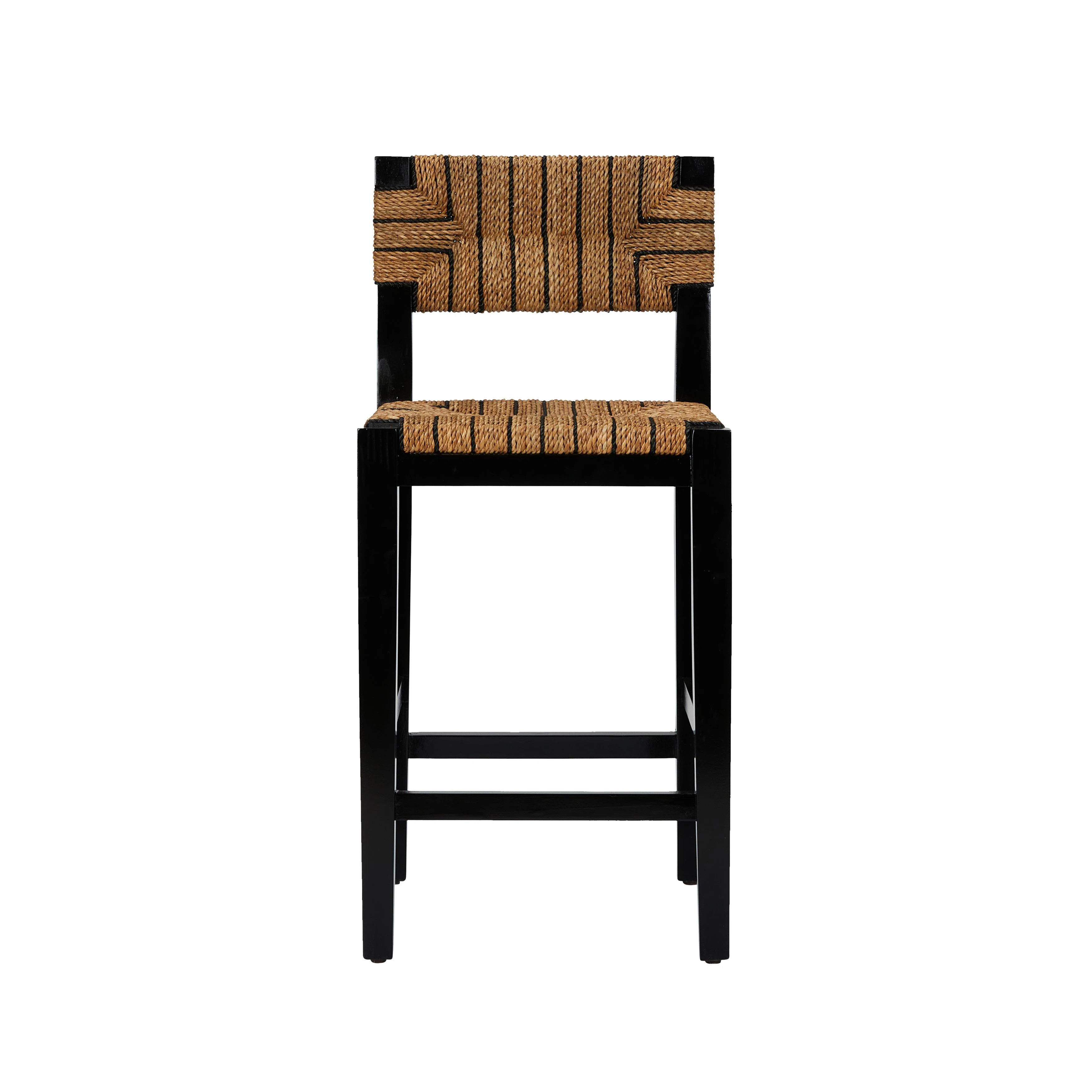 Willowbrook Solid Wood and Natural Woven Seagrass Rope Dining Chair, Mahogany Black Finish, Set o... | Perigold