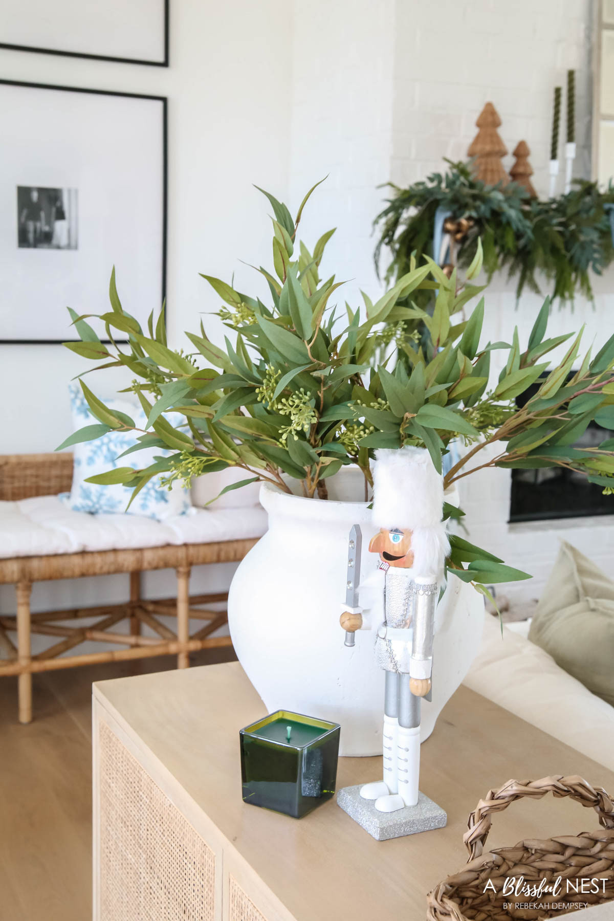 Soft layers, cool blues, and a tree that brings the sweetest Christmas glow. Find the pieces here.
rattan bench, scented candle, rattan tray, snowflakes throw pillow, silver Christmas soldier decor, striped pillow, natural cane mango wood sideboard 

 #LTKHoliday #LTKSeasonal #LTKHome