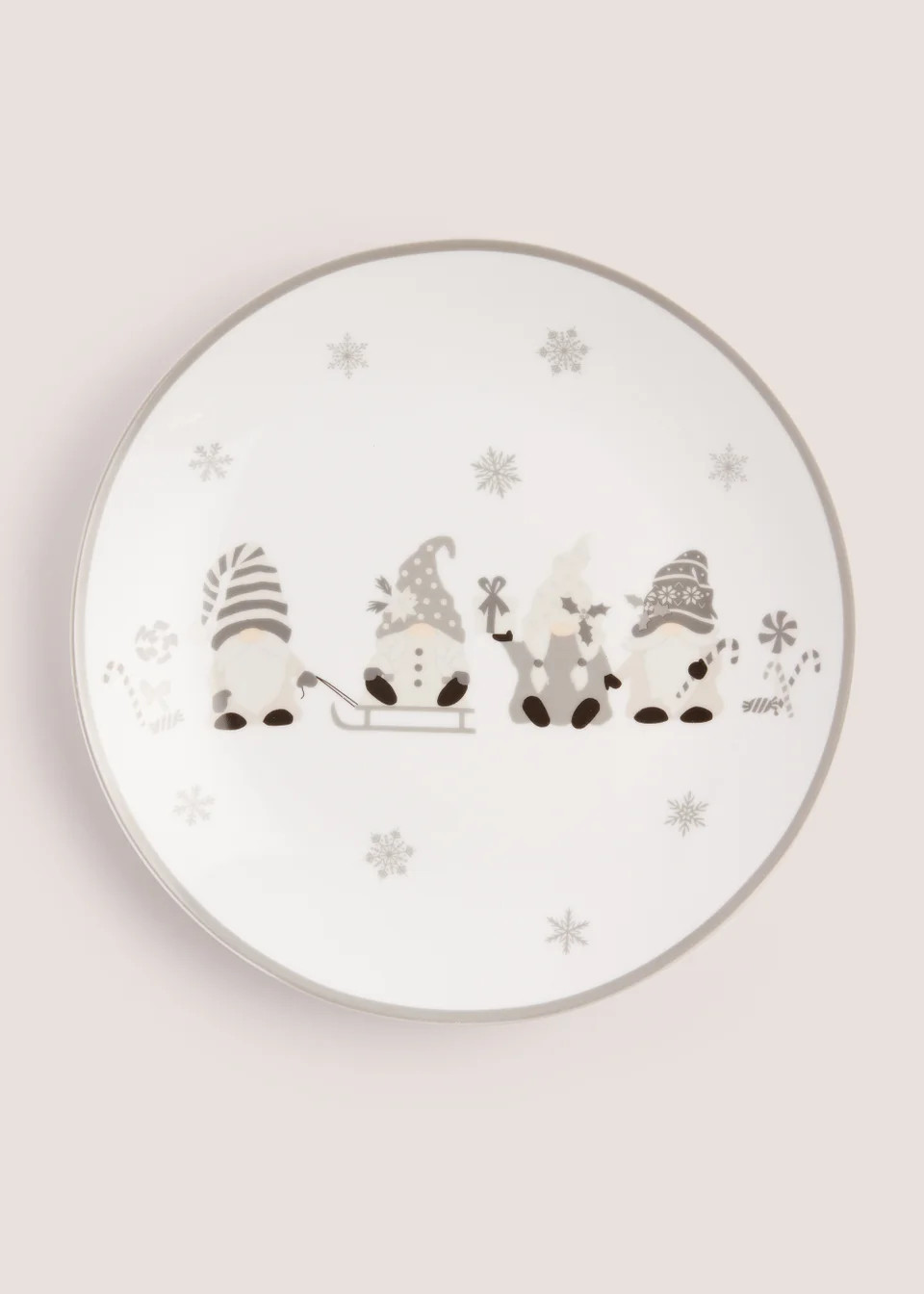 Grey Christmas Gnome Dinner Plate (27cm) | Matalan (UK)