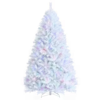 7 ft. White Iridescent Tinsel Artificial Christmas Tree with 1156 Branch Tips | The Home Depot