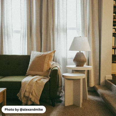 KWPZQEB Round End Tables Set of 2, 2-Tier Bedside Table, Rustic Accent Side Table, Round Wooden End Table in White | Target