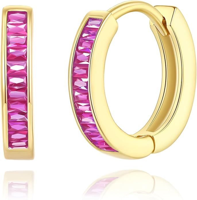 14K Gold Huggie Earrings for Women Silver Huggie Hoop Earrings Cubic Zirconia Huggie Earrings Stu... | Amazon (US)