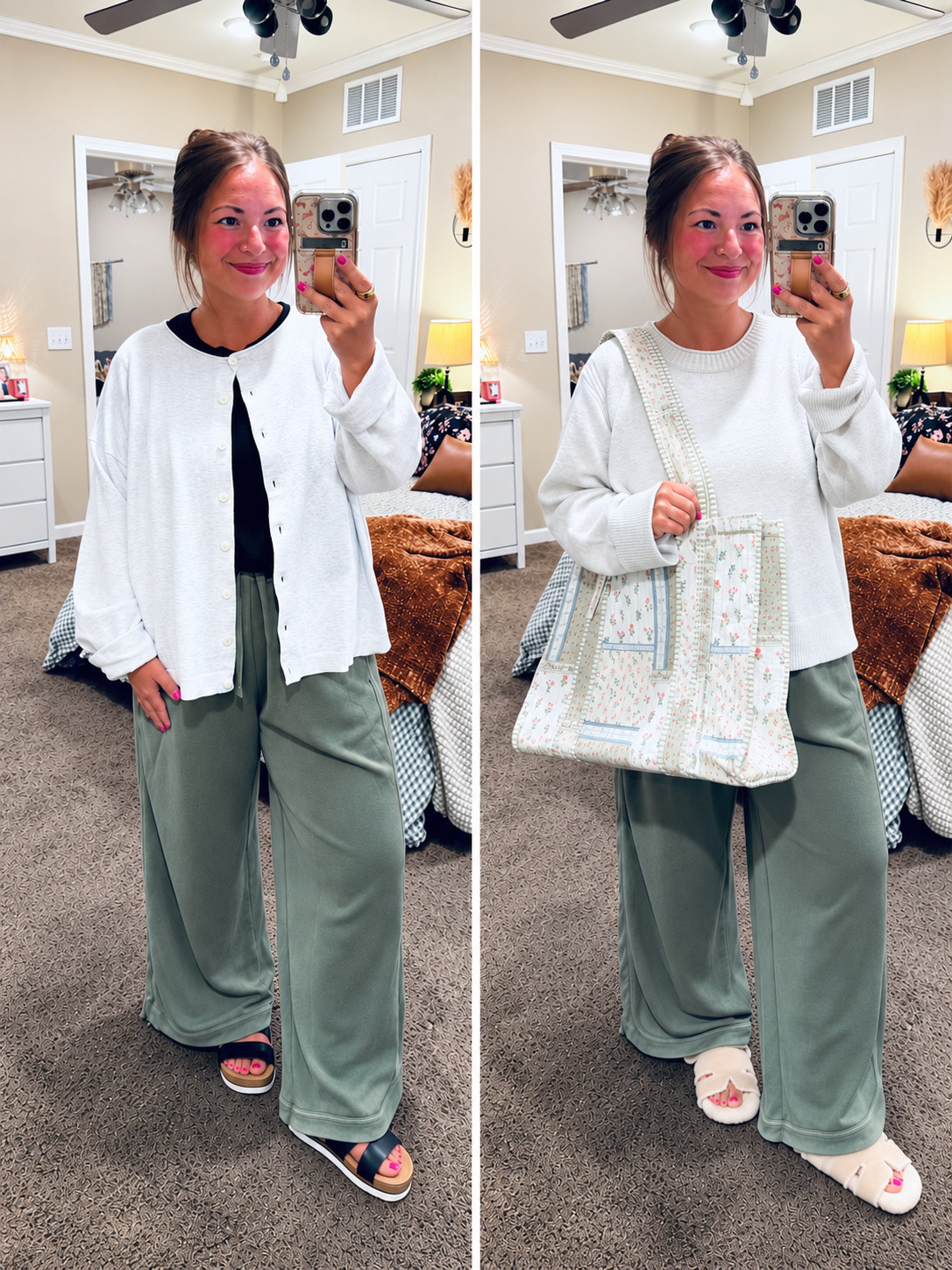 Comfy Amazon pants styled two ways! 🤍 With a cardigan or a cozy sweater, these are perfect for a comfy classroom outfit. Which look is your favorite?

#LTKootd #LTKMidsize #LTKWorkwear