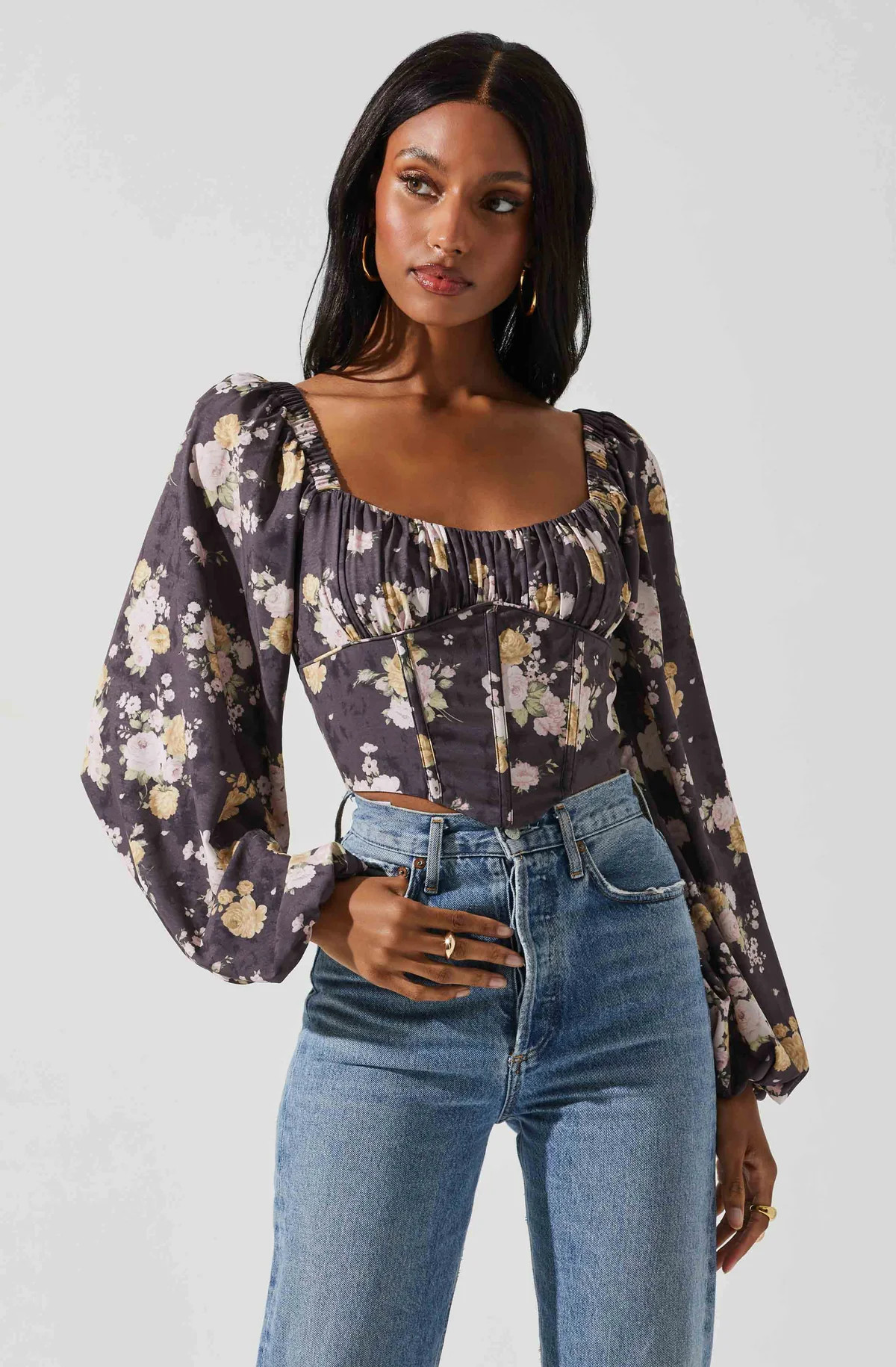 Penny Ruched Bust Long Sleeve Top | ASTR The Label (US)