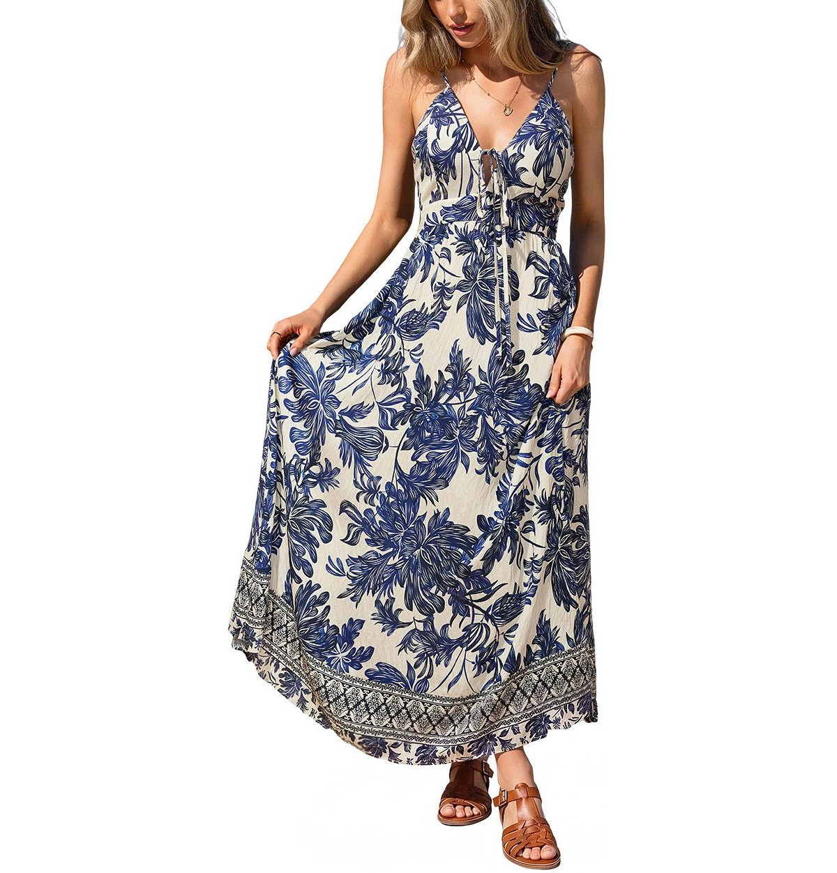 Cupshe Women's Uncommon Tropical Maxi Beach Dress - Medium blue | Macy's