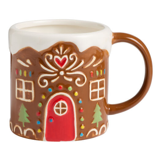 Multicolor Gingerbread House Hand Painted Figural Ceramic Mug by World Market | World Market
