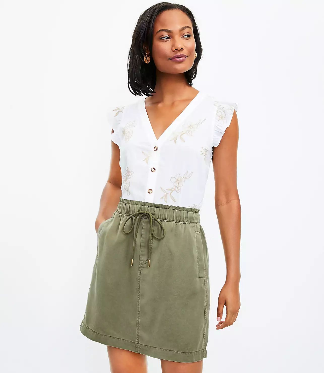 Drawstring Pocket Skirt | LOFT