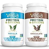 Vega Protein & Greens Bundle, Chocolate + Vanilla (25 Servings Each) - Plant Based Protein Powder, K | Amazon (US)