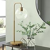Henn&Hart 27" Tall Arc Table Lamp with Glass Shade in Brass/Clear | Amazon (US)