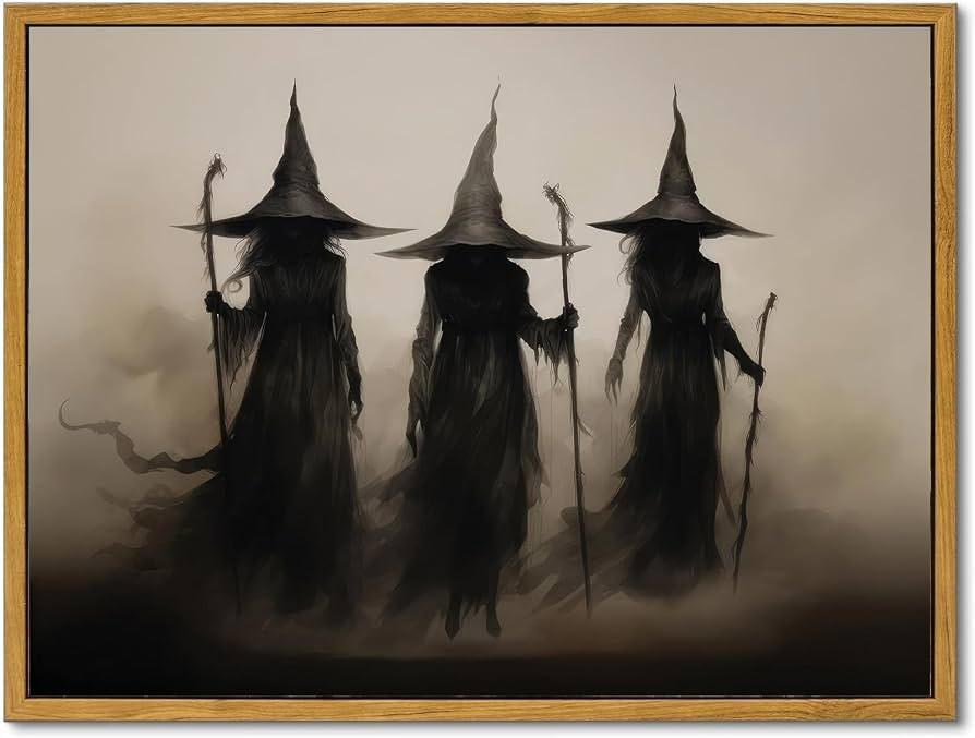 KBKBART Framed Halloween Vintage Witch Wall Art 12x16in Dark Moody Pictures | Amazon (US)