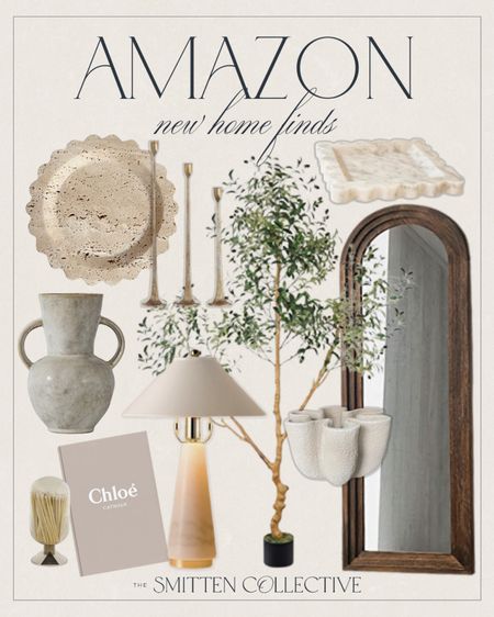 New home finds from Amazon include floor mirror, faux tree, marble tray, decorative curvy bowl, table lamp, coffee table book, handled vase, gold candle stick holders, and glass match cloche.

Home decor, Amazon home, modern vintage home decor, neutral decor

#LTKhome #LTKstyletip #LTKunder100