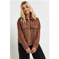 Yours Curve Brown Short Faux Suede Jacket, Women's Curve & Plus Size, Yours | Yours Clothing IE