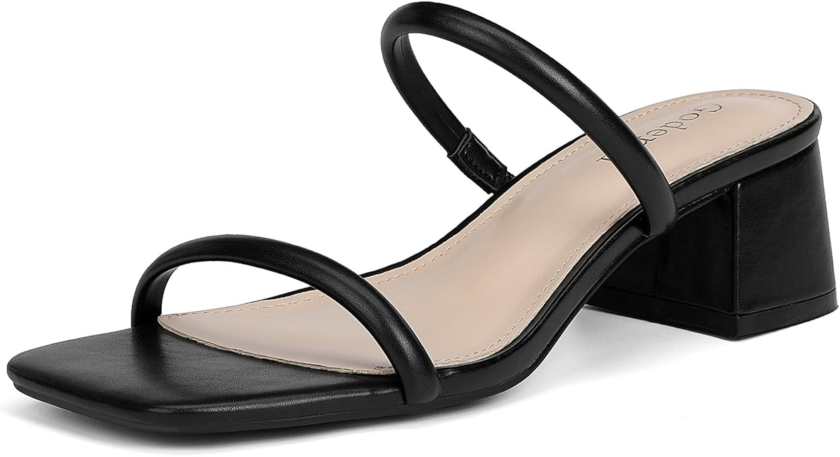 Goderci Women's Chunky Block Low Heeled Sandals Two Strap Square Open Toe Slip On Mule Heels | Amazon (US)