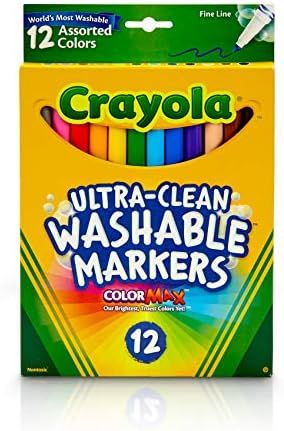 Crayola Ultra Clean Washable Markers, Fine Line Marker Set, Gift for Kids, 12 Count | Amazon (US)