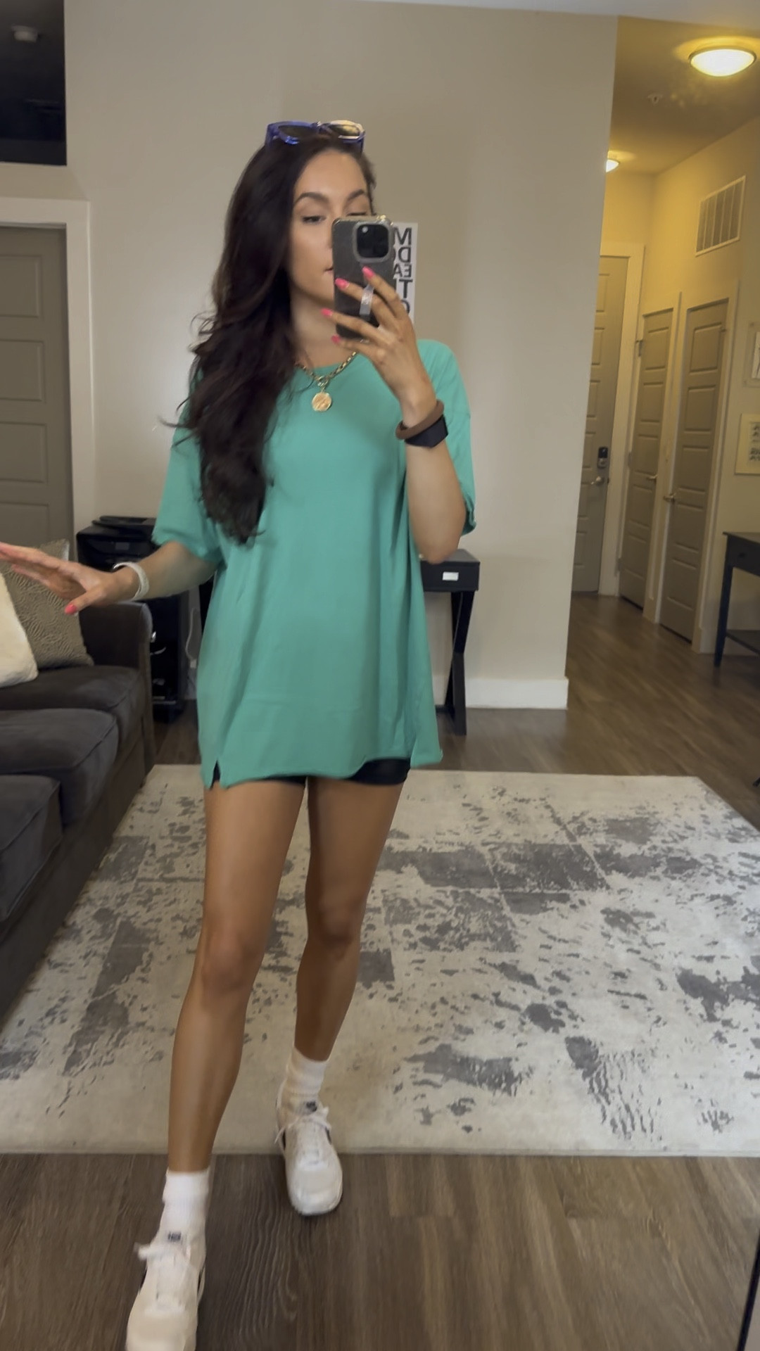 Aerie oversized tshirt size S 
SHEFIT biker shorts size M

Athleisure fit 

#LTKstyletip #LTKshoecrush #LTKFind