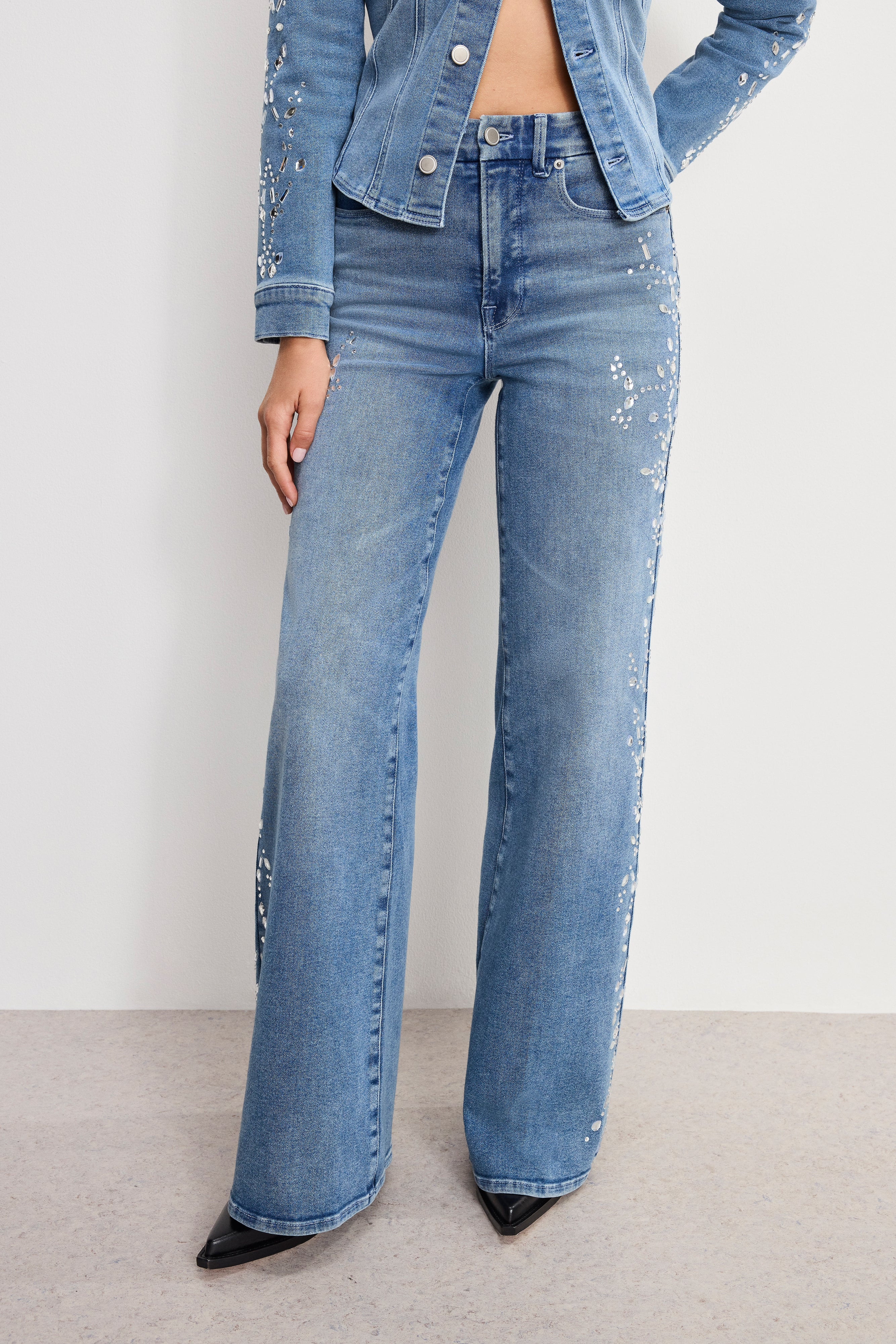DOLLY JOLEANS CRYSTAL WIDE JEANS | INDIGO1089 - GOOD AMERICAN | Good American