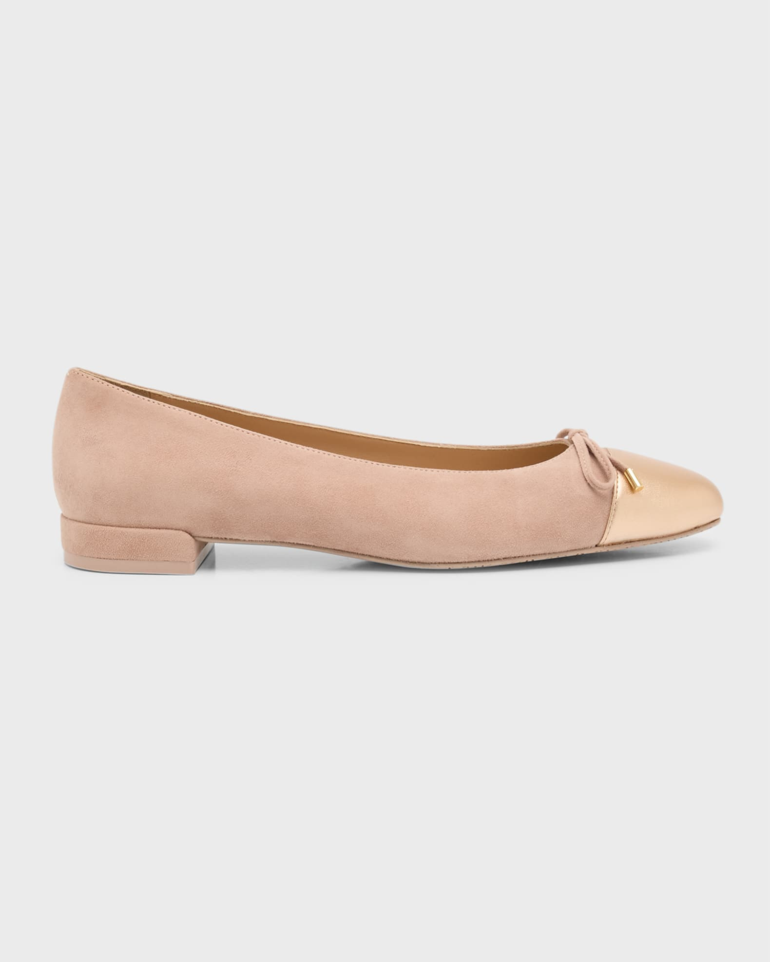 Stuart Weitzman Sleek Bicolor Bow Ballerina Flats | Neiman Marcus