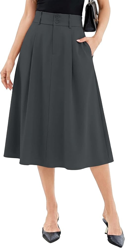Casly Lamiit Midi Skirt for Women A Line High Waist Skirts Dressy Summer Work Skirt Office Dating... | Amazon (US)