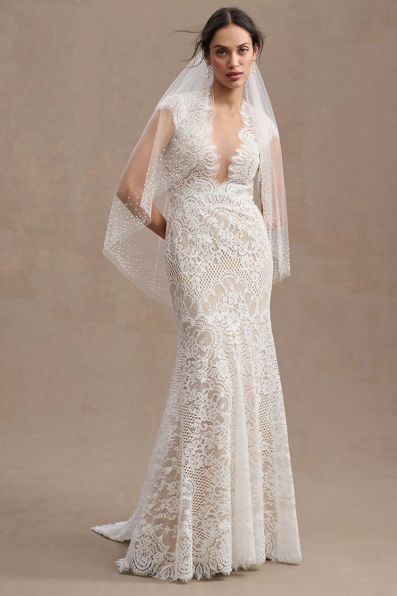 Wtoo by Watters Philomene Lace Cap-Sleeve Wedding Gown | Anthropologie (US)