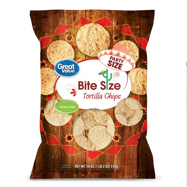 Great Value Bite Tortilla Chips Party Size, 18 oz - Walmart.com | Walmart (US)