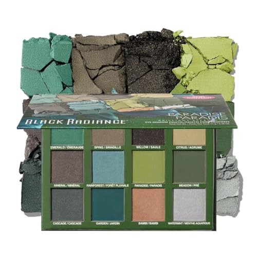 Black Radiance Brilliant Effects Eye Shadow Palette, 12 Intense Ultra Pigmented Powder, Buildable & Blendable Versatile Matte to Shimmer Finishes, Cruelty-Free & Vegan - Paradise | Amazon (US)