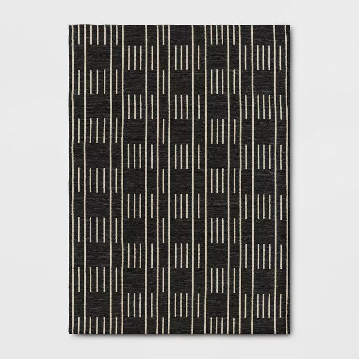 Striped Checks Outdoor Rug Charcoal Gray - Threshold™ | Target