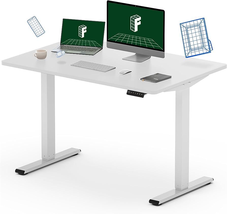 FLEXISPOT EN1 Electric White Stand Up Desk 48 x 30 Inches Whole-Piece Desktop Ergonomic Memory Co... | Amazon (US)