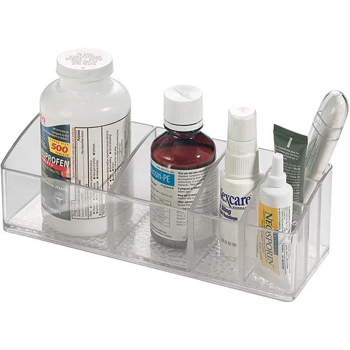 iDesign Med+ Medicine Cabinet and Vanity Organizer with 3 Compartments, Clear | Walmart (US)