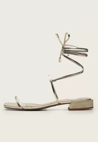 Rasteira Santa Lolla Amarração Metalizada Dourada | Dafiti (BR)