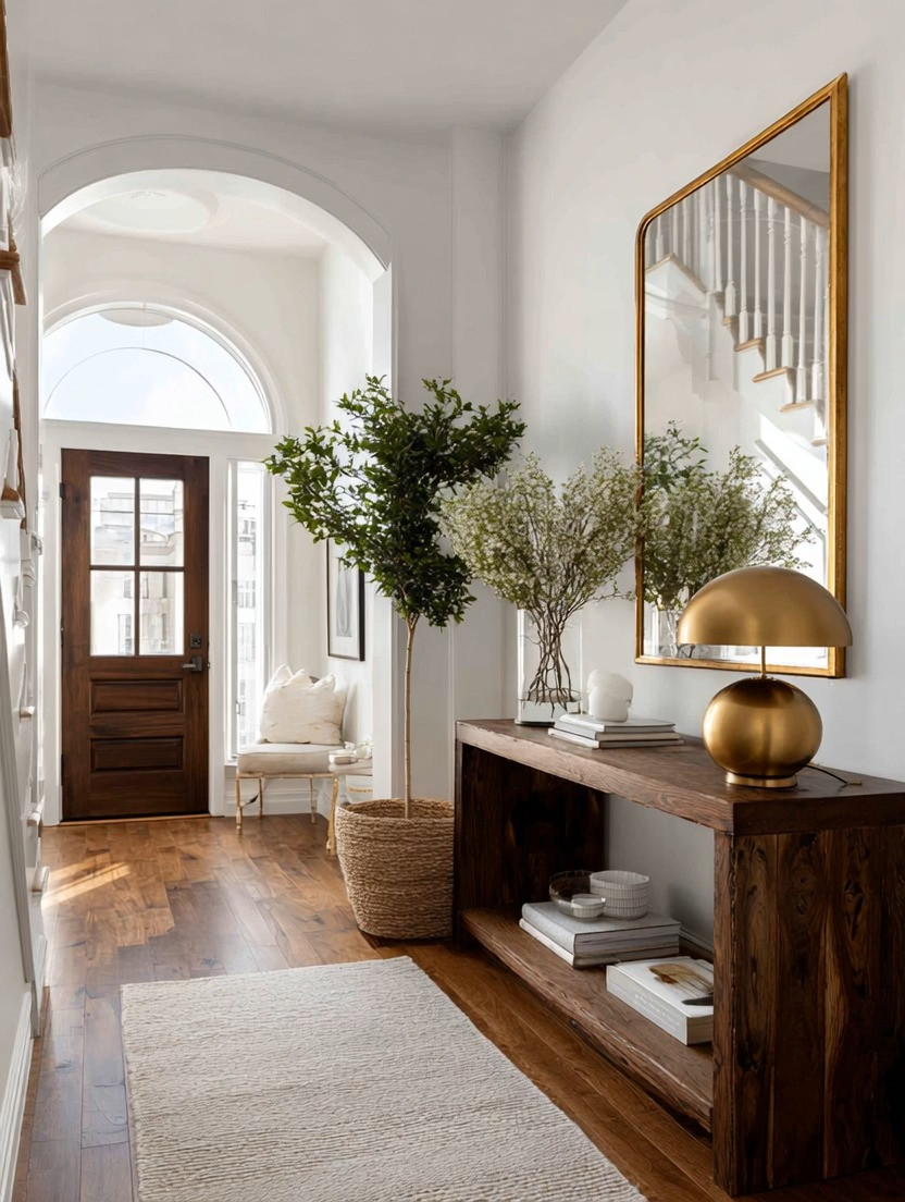 When California warmth meets New York apartment elegance, this is the kind of entryway you create.

A grounding natural wooden console table, a beautiful gold frame mirror, and a modern gold dome lamp. Just three pieces create the entire foundation of this look.

The natural wood brings warmth and grounding energy into the space, while the gold frame mirror reflects light and visually opens the hallway, instantly making the home feel brighter and larger. And then comes the detail that changes everything: the modern gold dome lamp.

Without the lamp, the console table setup feels beautiful and traditional. But the moment you add that modern sculptural lamp, the entire space suddenly feels fresh, elevated, and current. It brings that modern 2026 home decor feeling while still keeping the timeless warmth of wood and gold together.

And the beauty of console tables is that once the foundation is done, the styling becomes personal. Add your favorite books, candles, collected pieces, keys, flowers, mini plants, or seasonal decor. The styling changes, but the foundation remains timeless.

Entryways deserve more attention because they create the very first feeling of a home.

We included multiple options for the wooden console tables, gold frame mirrors, and modern dome lamps in our edit so you can create this look according to your space.

#EntrywayDecor #ConsoleTableDecor #ModernHomeDecor
 

 #LTKHome