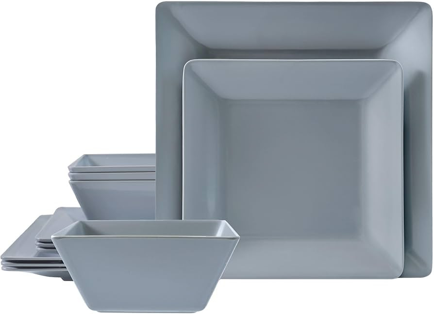 TP 12-Piece Dinnerware Set, Melamine Dishes Set with Bowls and Plates, Non-breakable and Lightwei... | Amazon (US)