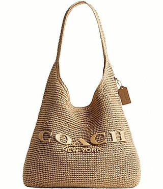 COACH Brooklyn 39 Straw Shoulder Bag - Natural | Dillard's
