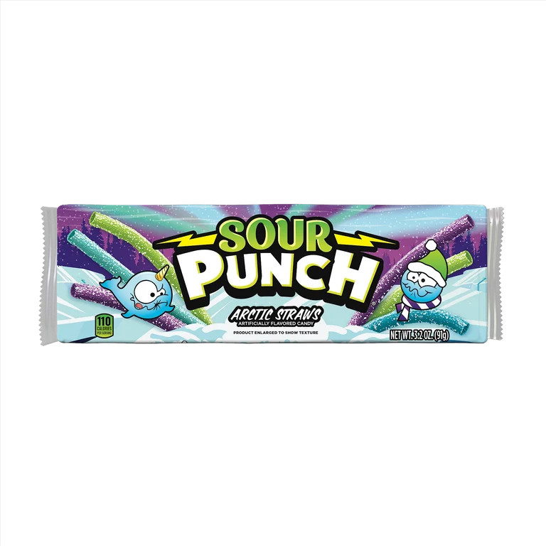 Sour Punch Arctic Straws Holiday Candy, 3.2oz Tray | Walmart (US)