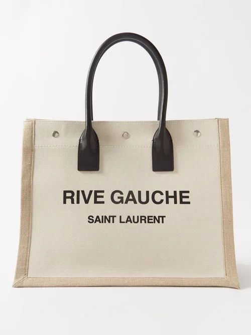 Saint Laurent - Rive Gauche Small Canvas Tote Bag - Womens - Beige | Matches (US)