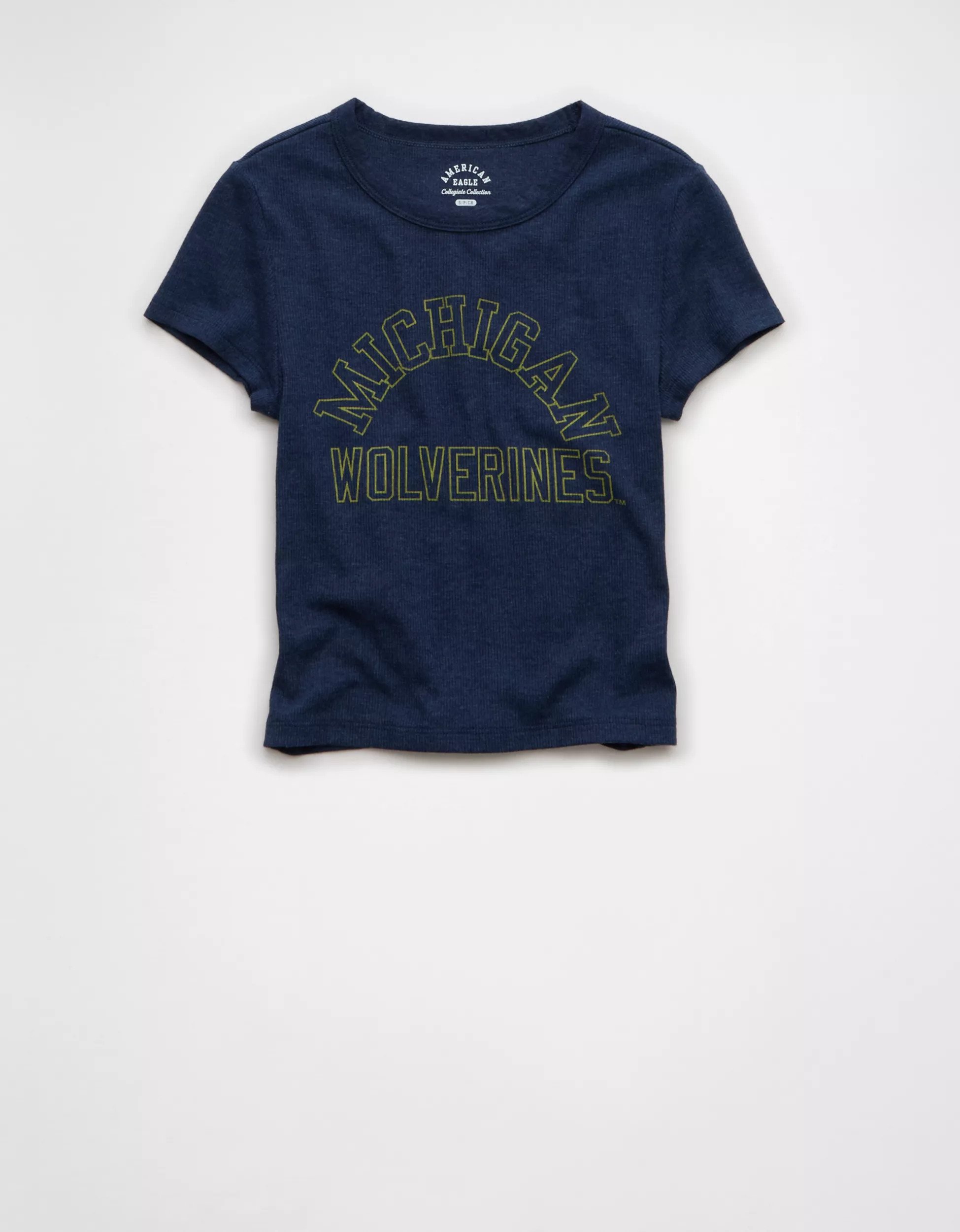AE Michigan Wolverines Graphic Cropped Baby Tee | American Eagle Outfitters (US & CA)