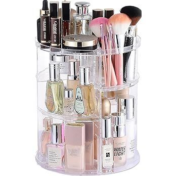 Cq acrylic 360 Degree Rotating Makeup Organizer for Bathroom,4 Tier Adjustable Cosmetic Storage C... | Amazon (US)